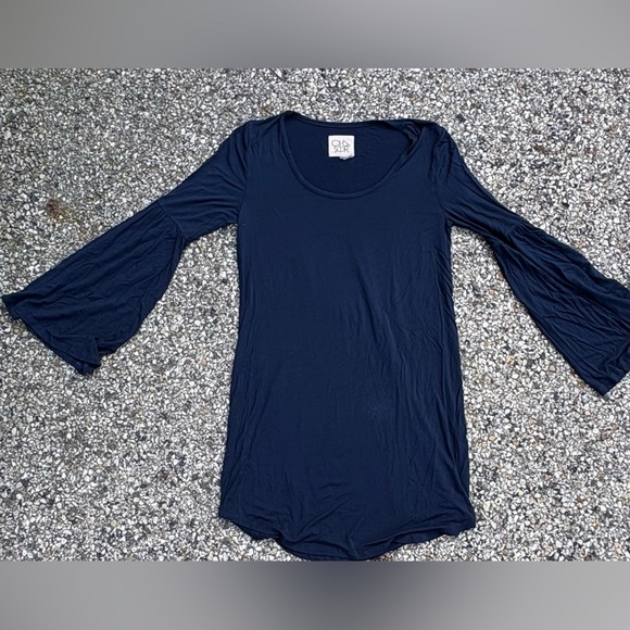Chaser | Bell Sleeve | Mini Dress | Navy |Size Medium | Knit Jersey | - Picture 5 of 12